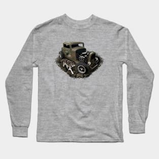 Rusty Hot Rod and Wolf Long Sleeve T-Shirt